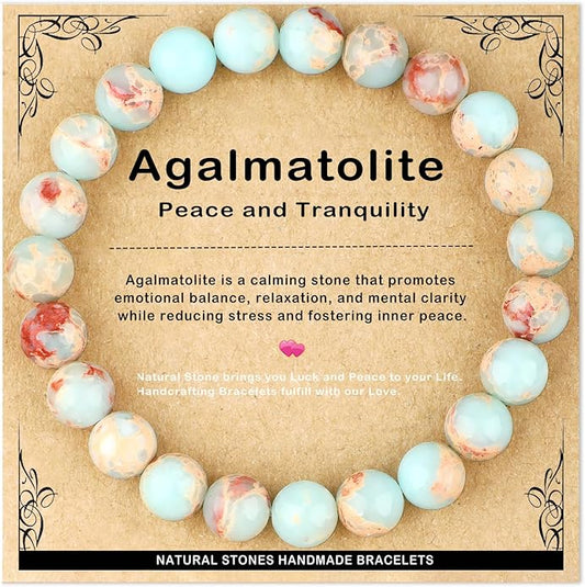 AD Beads 4mm6mm8mm10mm Handmade Bracelet - Natural Gemstone for Peace and Tranquility - Meditation, Yoga, Healing and Energy Gift for Unisex