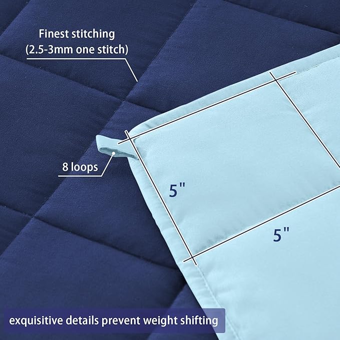 King Size Weighted Blanket for Adults (25 lbs, 80” x 87”, Navy & Blue) Cooling Heavy Blanket for Sleeping Perfect for 240-260 lbs, Breathable Blanket for Adults & Couple All Season, Machine Washable