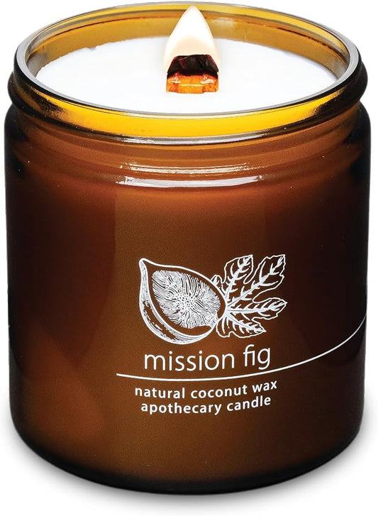 Hemlock Park Crackling Wood Wick Candle Handcrafted with Natural Coconut Wax (Large 16 oz, Mission Fig)
