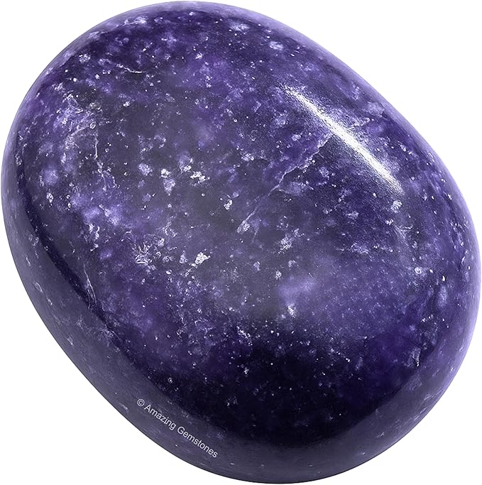 Amazing Gemstone Lepidolite Crystals and Healing Stones - Large Palm Stone Crystals Piedra - Crystal for Good Luck, Balanced Positive Energy, Meditation - Unique Stocking Stuffers Gifts for Women, Men