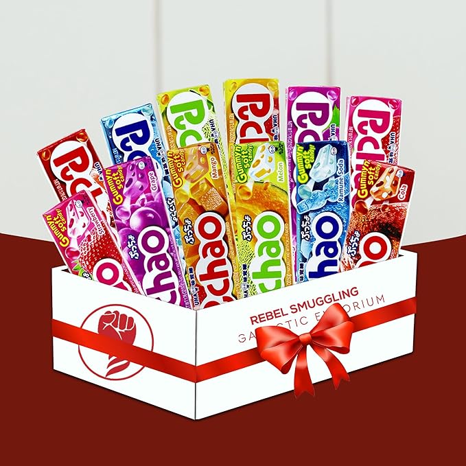 Japanese Gummy Candy Fruit Chews Variety 12 Pack- Cola, Soda, Grape, Strawberry, Melon, Mango