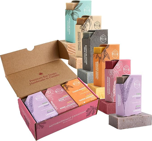 Crate 61, Handmade in Canada, Plant Based Cold Process Natural Bar Soap, With Premium Essential Oils, Dry Skin, Pack of 6 (For Her)