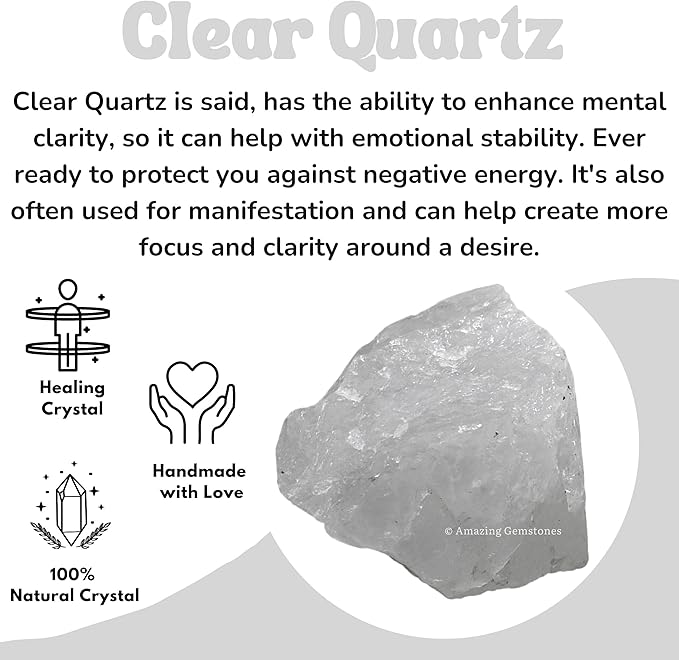Amazing Gemstone Clear Quartz Raw Crystals and Healing Stones, Natural Rocks for Tumbling and DIY Raw Stones and Crystals (5 Pieces)
