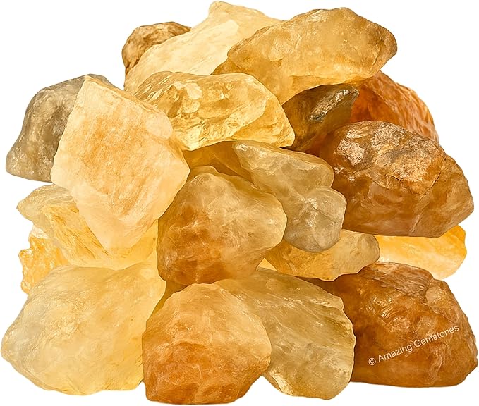 Amazing Gemstone Citrine Raw Crystals and Healing Stones, Natural Rocks for Tumbling - DIY Raw Stones and Crystals, 2 Pieces