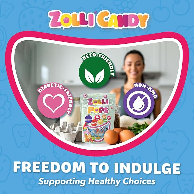 Zollipops Clean Teeth Pops Sugar Free Candy with Xylitol, Dye-Free Lollipops - Keto & Diabetic-Friendly, Dentist-Approved Treats for Kids (Tropical Fruit 5.2 oz)
