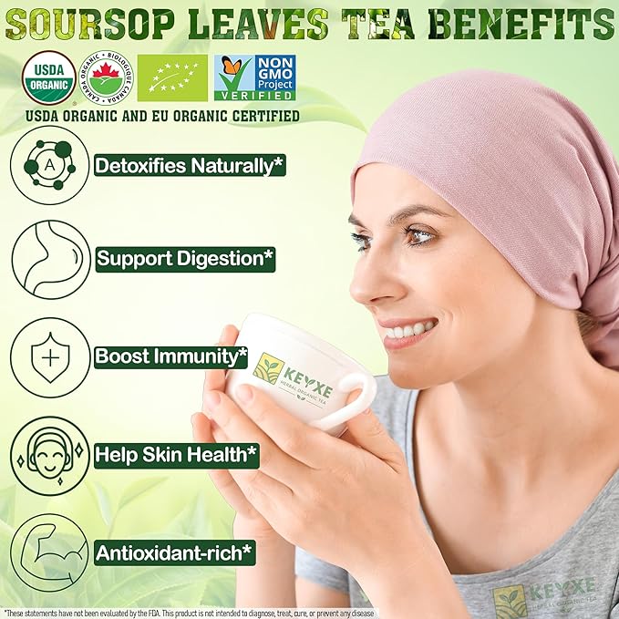 KEYXE Organic Soursop (Graviola) Tea Bags – Caffeine-Free, 30 Tea Bags