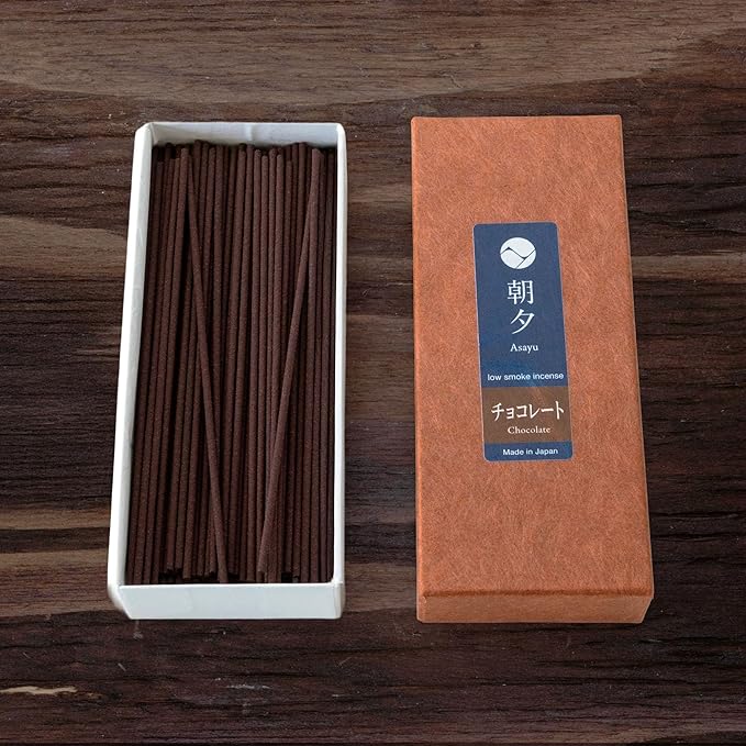 Asayu Japan Incense Sticks with Low Smoke for Morning or Evening Meditation, Relax or Yoga, Made in Japan 40gr - Chocolate-Scent