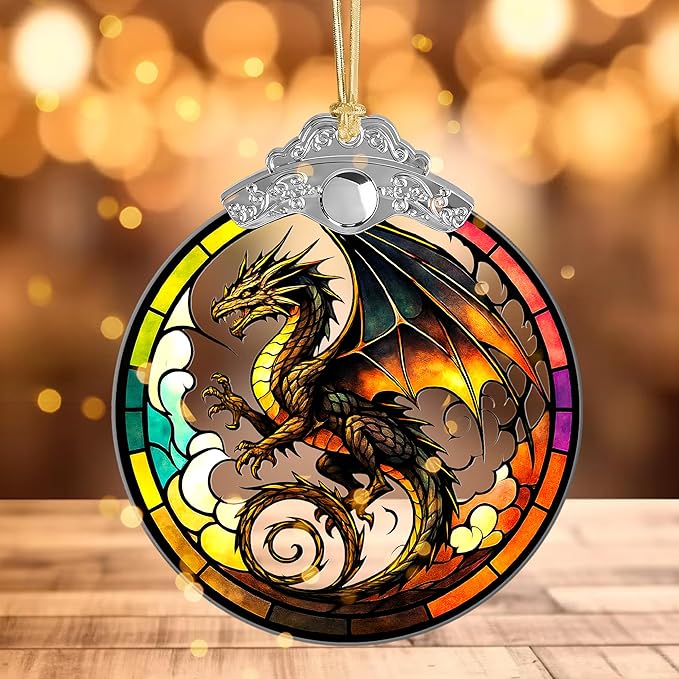 Dragon Ornament, Dragon Christmas Ornaments – Fantasy Dragons Ornament for Christmas Tree or Home Decor – White Elephant Gifts for Adults, Dragons Gifts