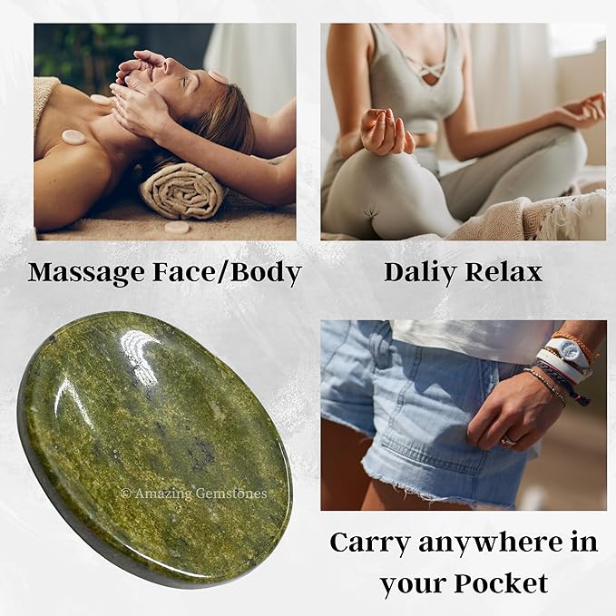 Amazing Gemstone Vasonite Worry Stone Crystals and Healing Stones - Stones for Stress Relief - Piedra Crystal Fidget for Meditation, Relaxation - Unique Stocking Stuffers and Birthday Gift