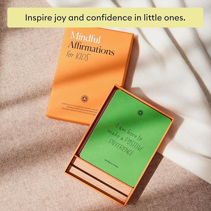 Intelligent Change 30 Positive Mindful Affirmation Cards for Kids with Display Stand - Perfect Gifts for Children & Teachers - Daily Inspiration for Self-Esteem & Positivity