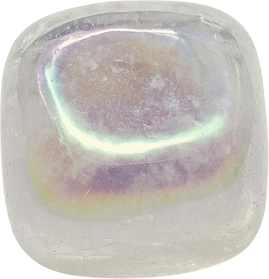 Amazing Gemstone Angel Aura Quartz Crystals and Healing Stones Tumbled - 1 oz, Healing Stones for Energy Balance, Stress Relief - Premium Polished Gems Rocks for Meditation and Wellness