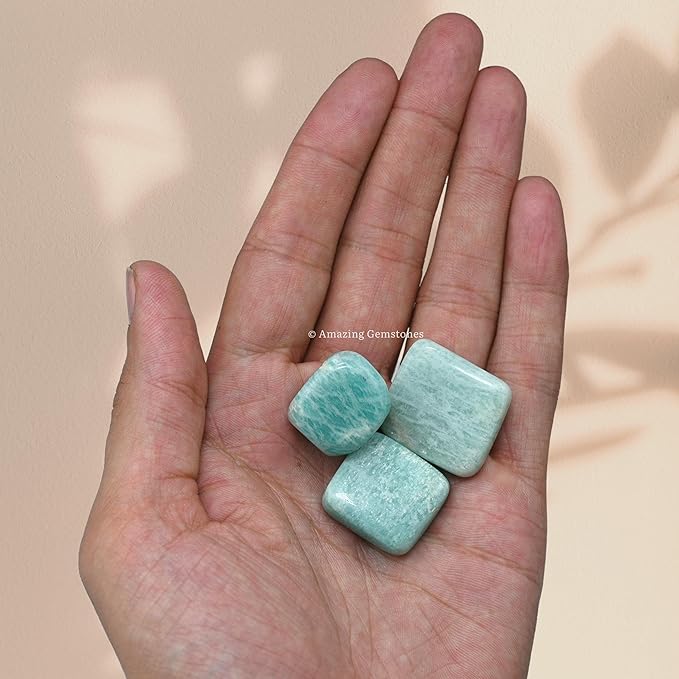 Amazing Gemstone Amazonite Crystals and Healing Stones Tumbled - 1 oz, Natural Healing Stones for Energy Balance, Stress Relief - Premium Polished Gems Rocks for Meditation and Wellness