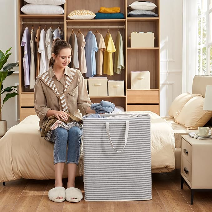 Lifewit Laundry Hamper Large Collapsible Laundry Basket, Freestanding Waterproof Clothes Hamper Storage with Easy Carry Handles for Clothes in Bedroom Bathroom College Dorm for Adults, Grey, 125L