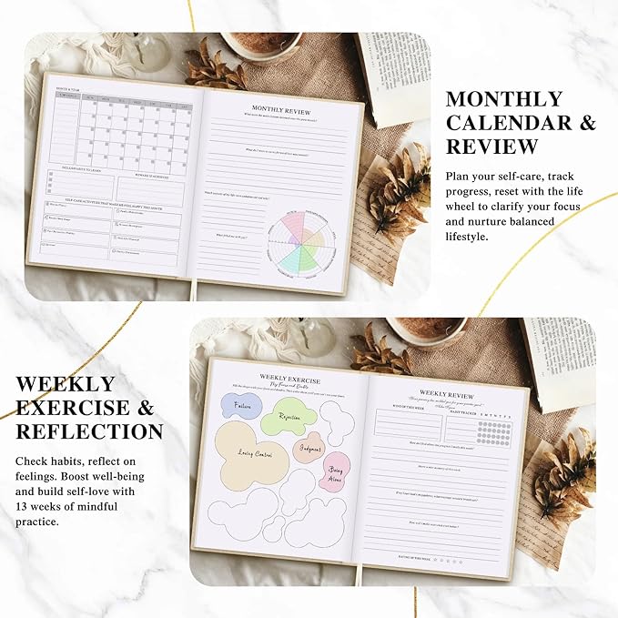 Lanpn Self Care Journal for Women, Self Love Guided Journals with Prompts, Daily Reflection Wellness & Gratitude Planner, 5 Minute Mental Health Notebook, Mindfulness Mood Log, 240 Pages, Beige