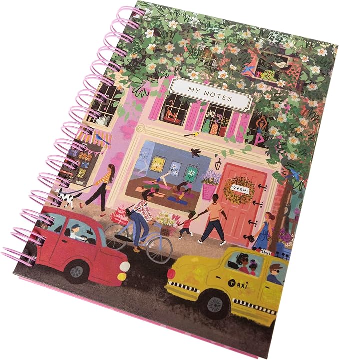 Graphique Hardbound Spiral Journal, 160 Ruled Pages Hard Cover Notebook, Diary, Lists, Record Month and Date, Premium Paper, Joyful Landscapes, 6” x 8”