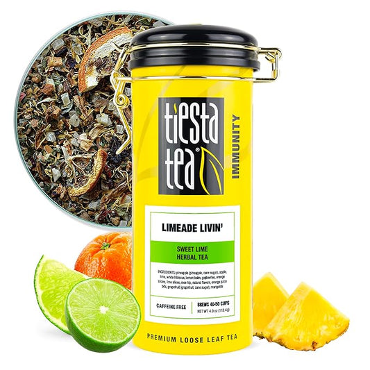Tiesta Tea - Limeade Livin, Loose Leaf, Sweet Lime Herbal Tea, Non-Caffeinated Fruit Blend, Makes Hot or Iced & Up to 50 Cups, 4oz Refillable Tin