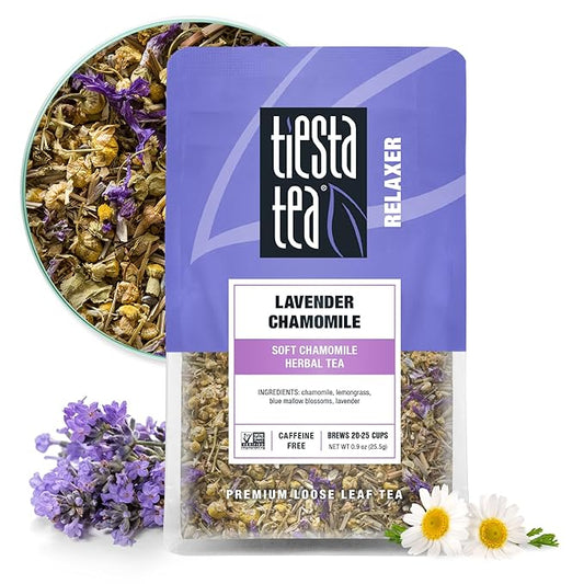 Tiesta Tea - Lavender Chamomile Herbal Tea, Loose Leaf, Calming Blend with Chamomile, Lavender, and Lemongrass, Caffeine-Free Herbal, Great for Hot or Iced, Resealable Pouch, 25 Cups, 0.9 Ounce