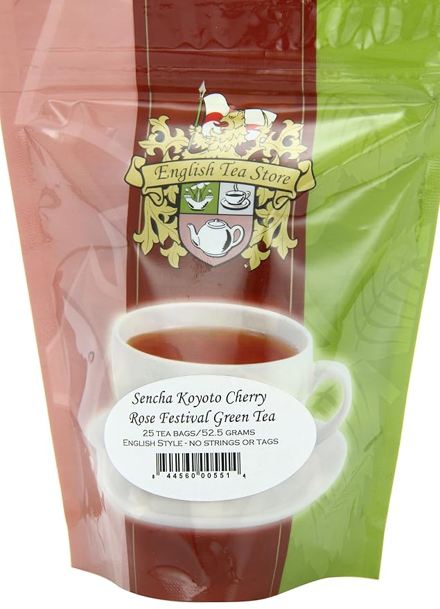 English Tea Store Sencha Kyoto Cherry Rose Festival Teabags, 25 Count (Pack of 2)