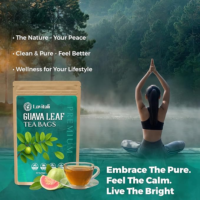 Lavitali, Guava Leaves Tea Bags | 120 bags, 100% Pure Herbal Tea | Caffeine-Free, No Sugar, Eco-Friendly Filter Bags | Daily Natural Botanical, Hot or Iced Herbal Infusion