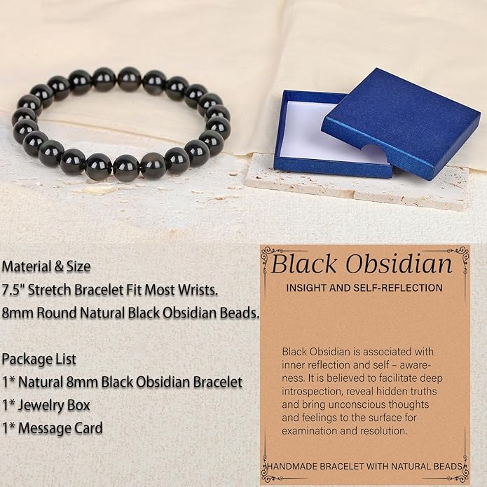 LPBeads Handmade Natural Gemstone Stretch Elastic Bracelet Healing Crystal Round Stone Beads Jewelry Gifts for Women Men