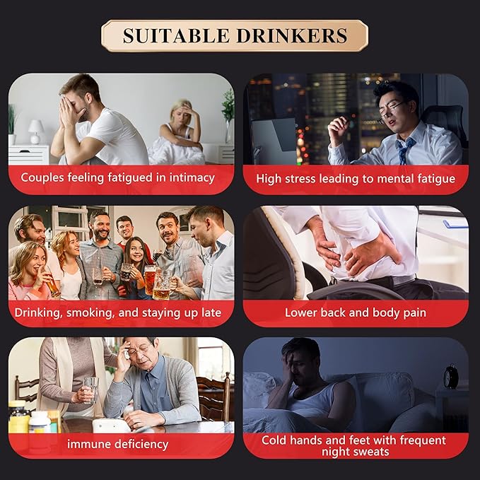 Ginseng Polygonatum Eucommia Male Flower Tea, 16 Ingredients Organic Natural Formula Kidney Tea, 500g/Box Ginseng Six Treasure Aid Root Kidney Men's Herbal Tea (30 cans/1Box)