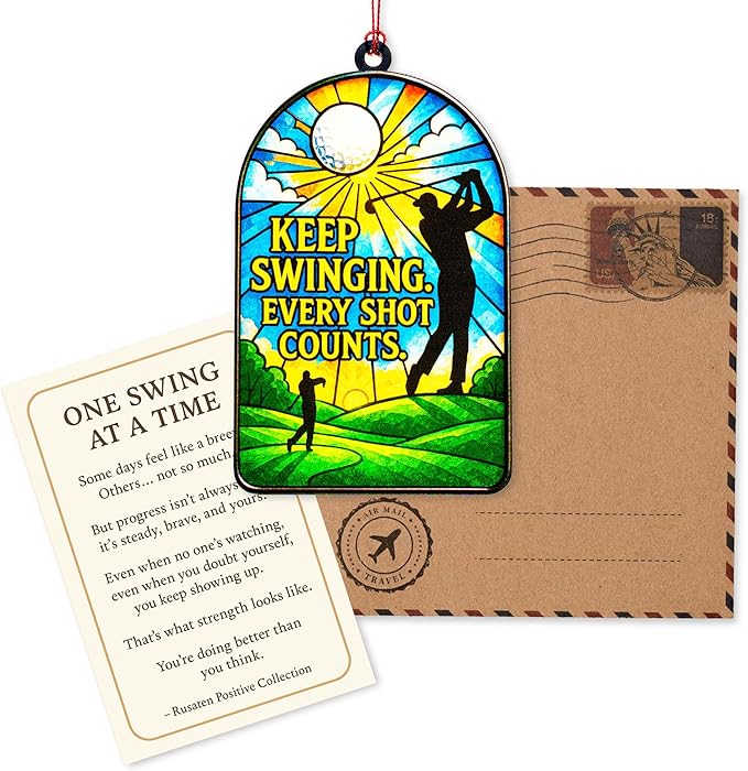Golf Gifts For Men Golfers, Golf Christmas Ornament, Golf Decor, Positive Golf, Christmas Ornament 2025, Suncatcher Effect Window Hanging, Car Hanging Accessories