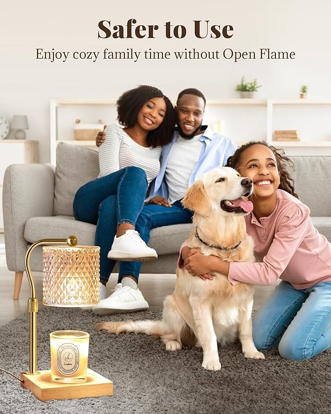 Candle Warmer Lamp with Timer Dimmer Adjustable Height, Birthday Gifts for Women, House Warming New Home Decor Gifts for Mom, Electric Wax Warmer for Jar Candles, Amber