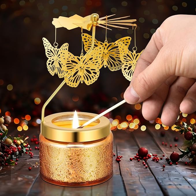 Butterfly Rotating Scented Candles Gift Set for Birthdays, Christmas, Thanksgiving, or As A Unique Present for Your Mom, Sister, Girlfriend, Colleagues, Friends, or A Dear Friend