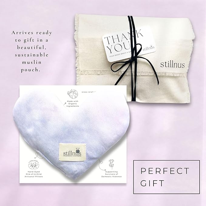 Weighted Heart Eye Pillow – Hand-Dyed in Sky Tones with Organic Lavender & Flaxseed – Relaxation Gift for Women, Meditation Tool, Mindful Rest, Cooling Eye Mask, Wellness Self-Care Kit