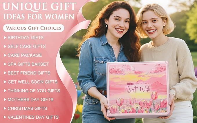 Birthday Gifts for Women Self Care Set Get Well Soon Gift Baskets, Relaxing Bluebell Spa Gift Basket Care Package for Women, Unique Christmas Mom Gifts for Her Girlfriend Sister Friend Wife Grandma