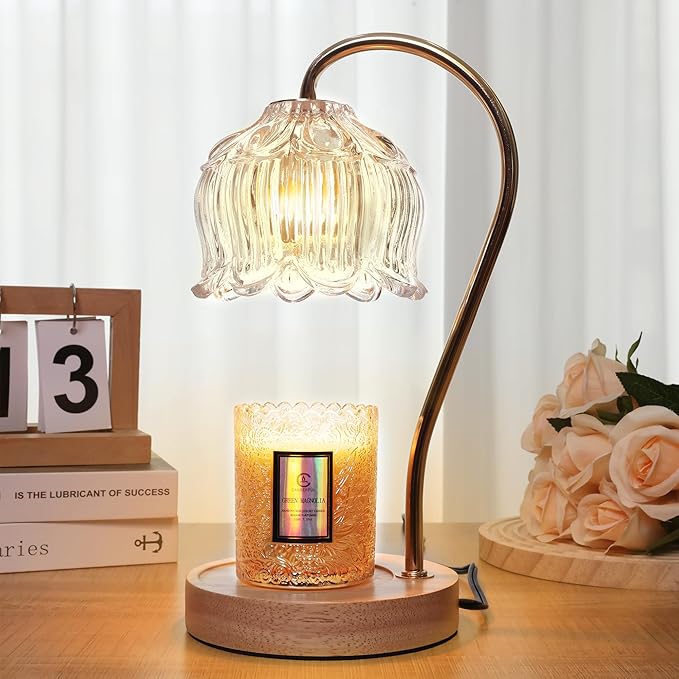 Dimmable Flower Candle Warmer Lamp with Timer - Fits All Jar Scented Candles - Christmas & Mother's Day Gift for Women，Mom