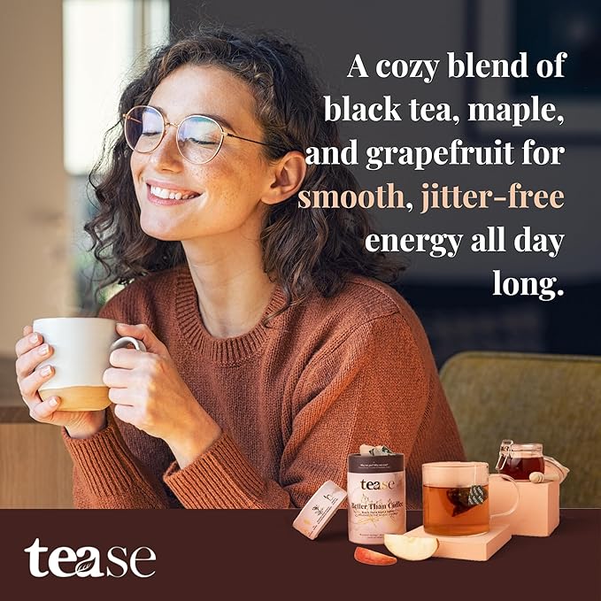 Tease Tea Organic Black Tea - Better Than Coffee Herbal Tea, Redefine Your Mornings, Organic Black Loose Leaf Herbal Tea Made with Apple, Blackberry Leaves for a Perfect Daily Boost