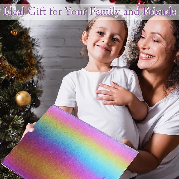 Chunful Foldable Backstage Mirror with Handle Holographic 33.5 X 13.4 Inch Folding Hanging Mirror Rectangular for Travel Dance Bag Home Fitness Spa Gift for Dancers(Colorful)