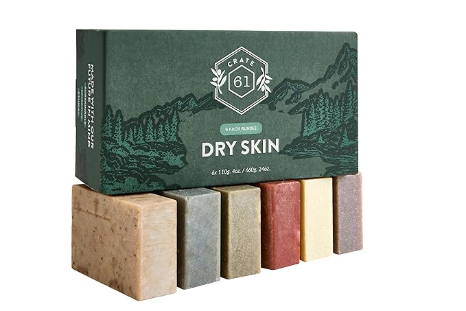 Crate 61 Organics, Handmade in Canada, Plant Based Cold Process Natural Bar Soap, With Premium Essential Oils, Pack of 6 (Dry Skin)