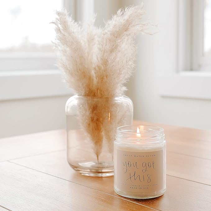 Sweet Water Decor You Got This Candle - Encouragement Gifts for Women, Graduation Gift, New Job Gift, Positive Affirmation - 9oz Clear Jar, 40 Hour Burn Time, Made in The USA