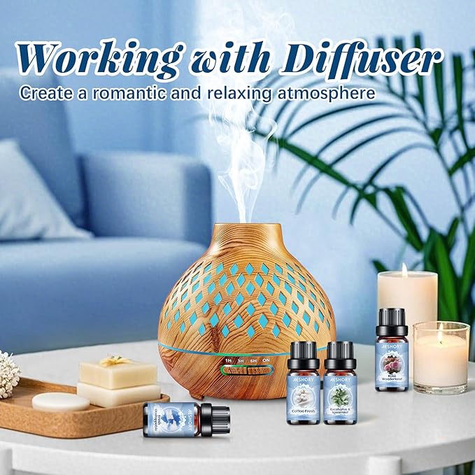 Clean Essential Oils Set - 6 Premium Essential Oils for Diffusers for Home, Candle Making & Soap Making: Eucalyptus Spearmint,Fresh Linen,Rose Wonderland.These Long-Lasting,Skin-Safe Aromatherapy Oils