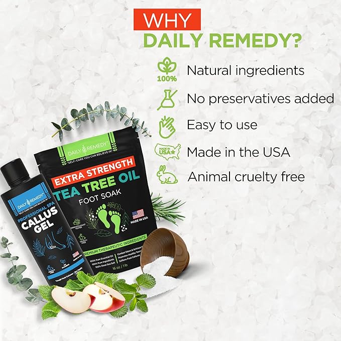 Foot Callus Remover Gel Set - Professional Callus Remover for Feet, Calloused Feet Remover Gel - Pedicure Kit & Foot Spa Tools - Feet Callus Remover - w/Extra Strength Tea Tree Foot Soak - USA