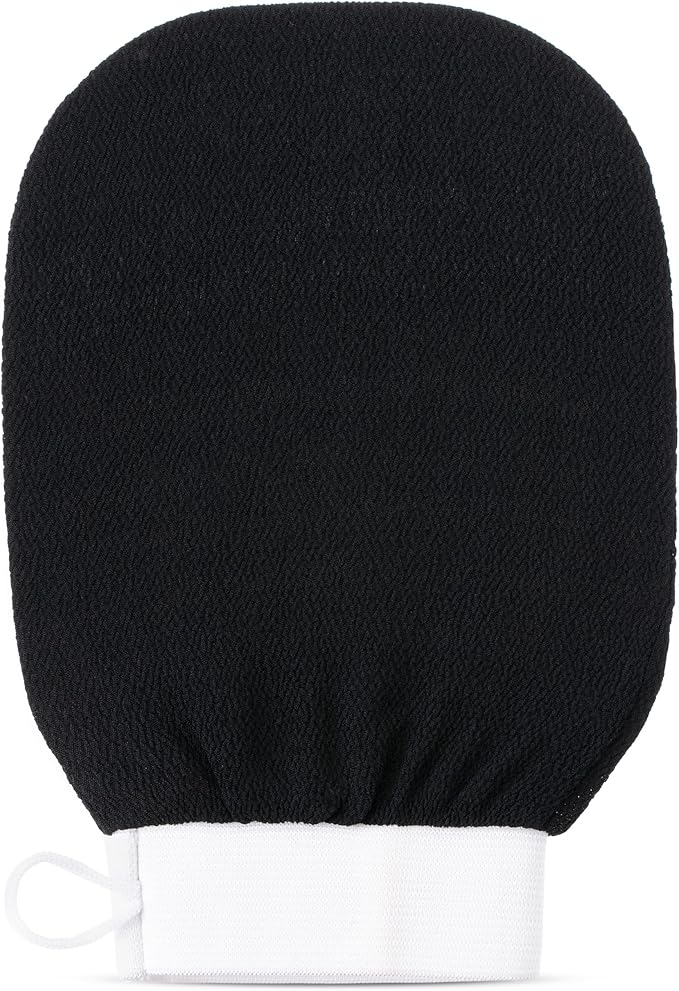 Exfoliating Body Scrub for Bath and Shower Use - Face Scrubber and Body Exfoliator Mitt, Dead Skin Remover - Exfoliating Glove Shower Scrub for Men and Women - Single Black
