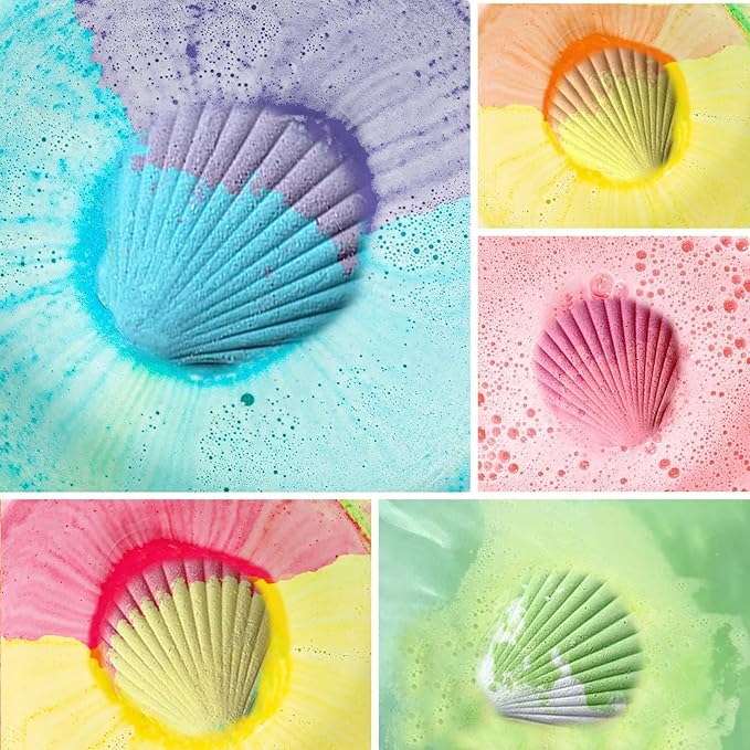 Bath Bombs for Kids with Surprise Fishing Games Inside for Girls Boys - 20 Shell Kids Bath Bombs Gift Set, Handmade Bubble Bath Fizzes Bomb for Chrildren Birthday Christmas and Party Favor