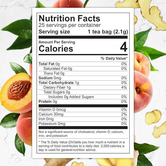 Total Tea SIimming Detox Tea Caffeine Free - 25 Day Detox - Weight l0ss for women with Chamomile, Hibiscus Tea & Ginger Root for Colon Cleanse – Natural Herbal Ginger & Peach Tea for Digestive Health