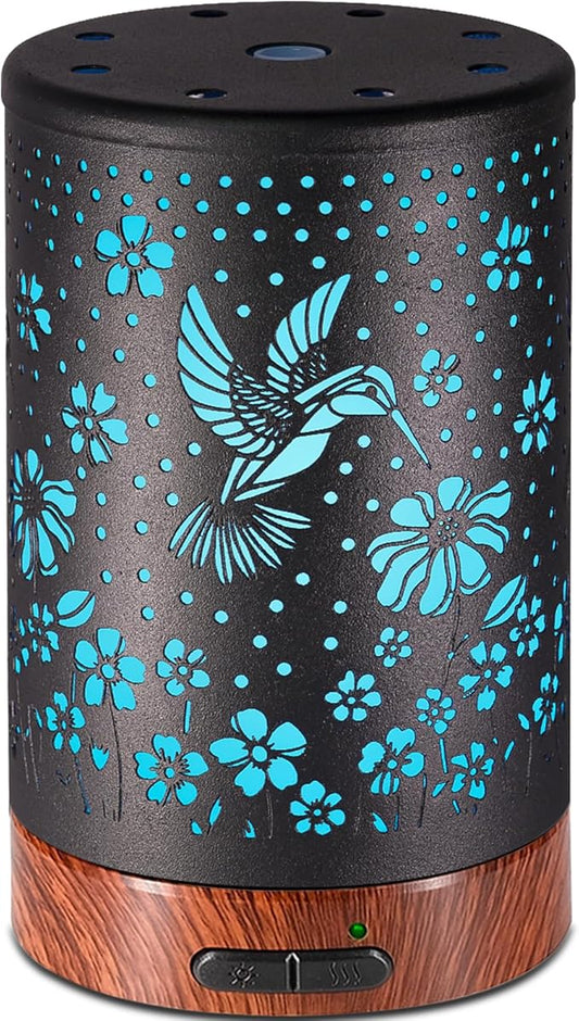 Essential Oil Diffuser Aromatherapy Diffuser - Metal Aroma Diffuser for Home 150ml Ultrasonic Cool Mist Diffuser with 7 Colors Light Waterless Auto-off Protection for Home Office SPA Yoga Decor & Gift