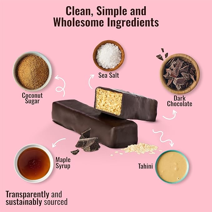 In Good Faith Dark Chocolate Tahini Crunch Bars, Healthy, Gluten Free, Vegan, Dairy Free Chocolate Bars (12 pack)