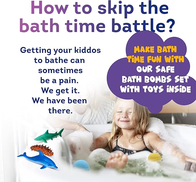 Made in USA Bath Bombs for Kids Surprise Toys Inside SEA Animals - 36 Ocean Toys Like Shark or Jellyfish | Natural Safe Bath Bombs Gift Set for Girls & Boys - Multicolored Organic Bubble Bath
