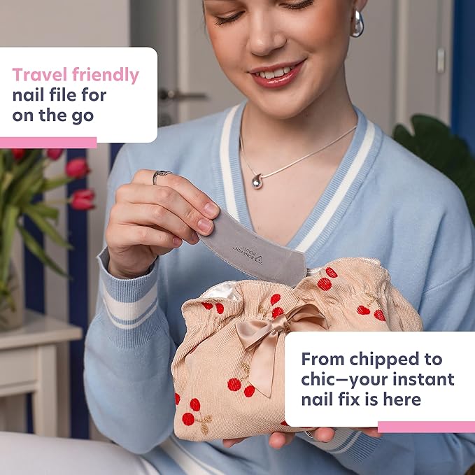 Bona Fide Beauty Ergonomic Moon Nail File (Clear) Grit in The Groove. Etched Glass File Made in The Czech Republic, Curve File with Large Gripping Surface.