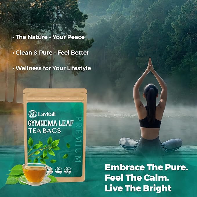 Lavitali, Gymnema Leaves Tea Bags | 120 bags, 100% Pure Herbal Tea | Caffeine-Free, Antioxidant-Rich, Eco-Friendly Filter Bag | Daily Natural Botanical, Hot or Iced Herbal Infusion