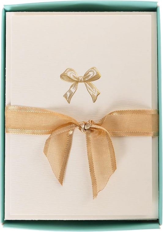 Graphique Bow Cards, Pack of 10 Cards with Envelopes, All Occasion Greetings, Blank Inside, Gold Foil Embossing, La Petite Press Collection Boxed Set, 3.25" x 4.75"