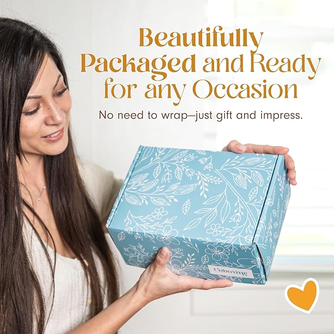 Unboxme Sunshine Gift For Women | Self Care Package with organic herbal tea, fluffy cloud socks, ceramic mug, citrus bath bomb , beeswax lip balm, a fun floral scrunchie + a sending hugs card