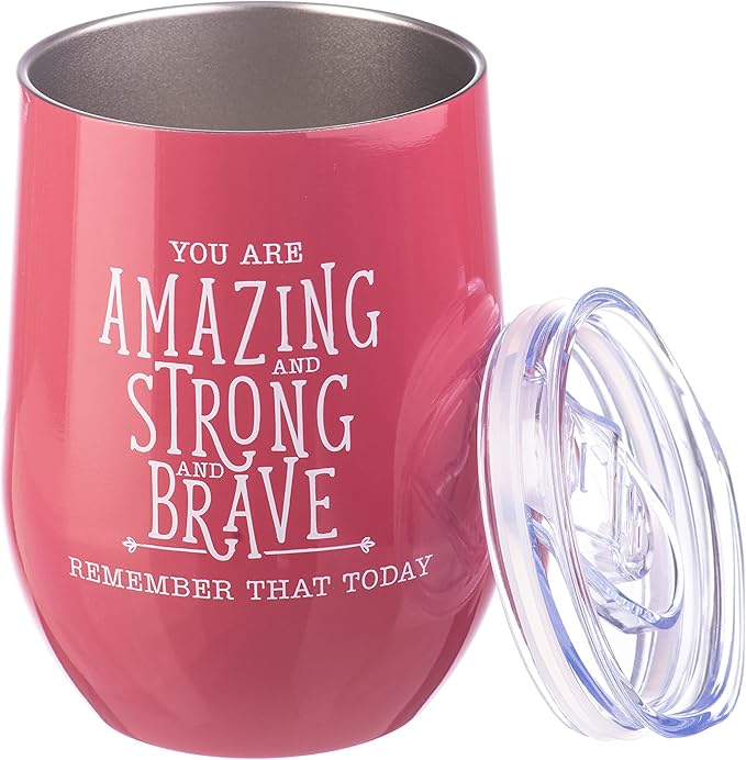 DIVERSEBEE Inspirational Thank You Gifts for Women, Mom, Sister, Wife, Coworker, Nurses, Best Friend, Encouragement Birthday Wine Gifts - Insulated Wine Tumbler Cup with Lid (Ruby)