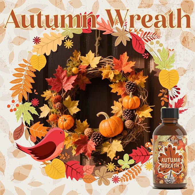 Autumn Wreath Essential Oil 120ml (4 Fl Oz), Cozy Fall Fragrance Oils for Essential Oil Diffuser, Natural Autumn Scented Oils for Candle Making, Gifts for Women