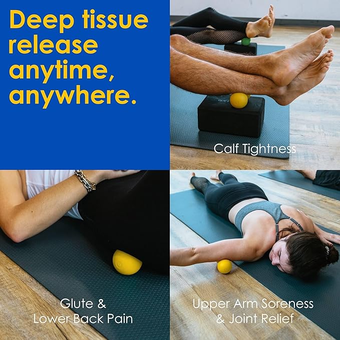 Rodo 2-in-1 Soft Peanut & Lacrosse Ball Roller | Deep Tissue Massage Tool for Fascia, Plantar Fasciitis, HIPS & Back | Mobility & Recovery Roller | Compact, Travel-Friendly, Pilates, Therapy Ready